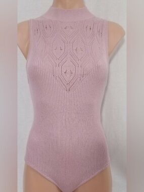 Free People Dusty Pink Openwork Ribbed Tank body suit